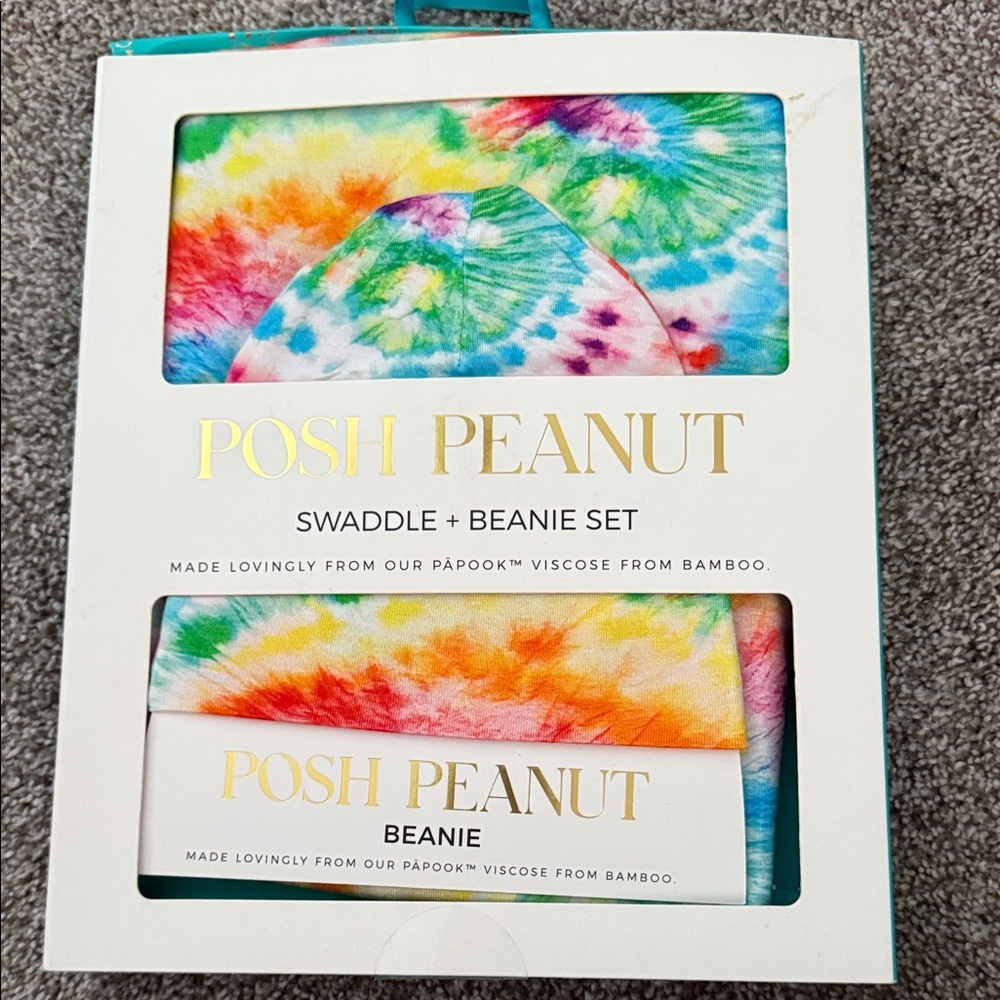 Posh Peanut Rainbow Swaddle and Beanie Set